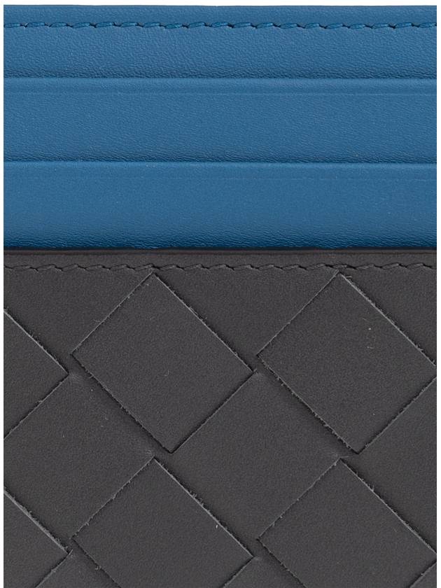 Intrecciato Two-Tone Card Wallet Blue Black - BOTTEGA VENETA - BALAAN 4