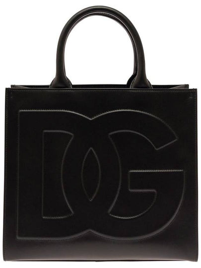 DG Logo Small Leather Tote Bag Black - DOLCE&GABBANA - BALAAN 2