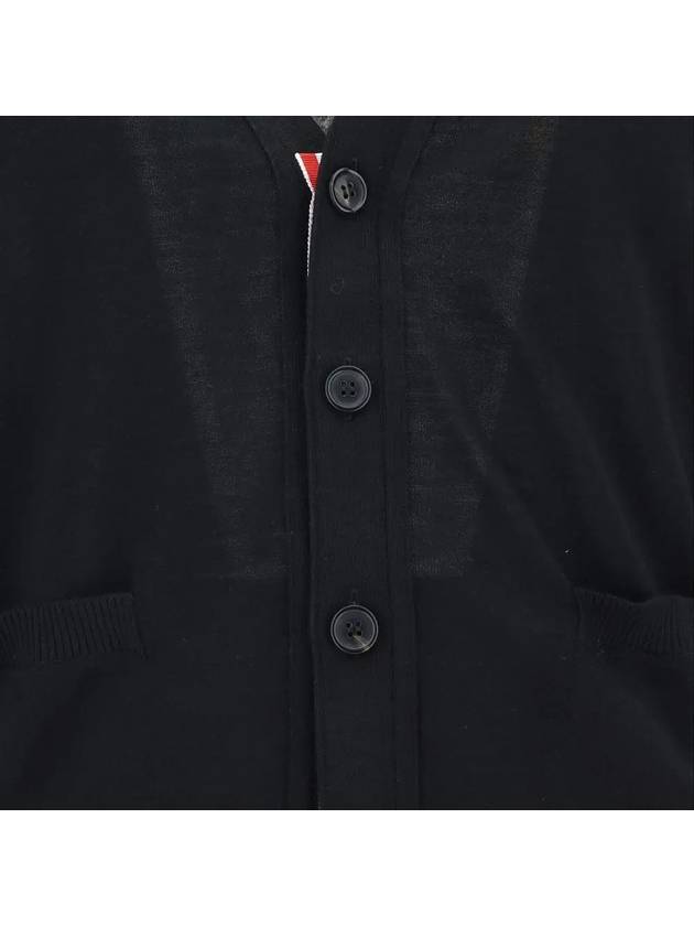 Wool 4-Bar Cardigan Black - THOM BROWNE - BALAAN 5