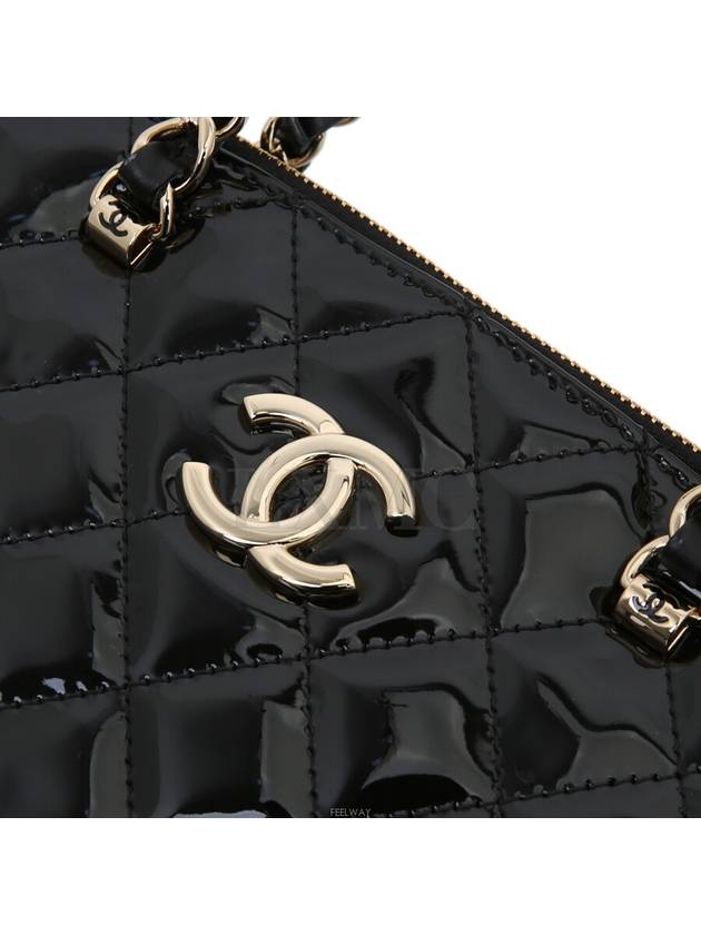 Small Shopping Bag Patent Gold Metal Black Chain Cross AS3969 - CHANEL - BALAAN 8