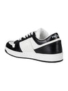 Men's Downtown Triangle Logo Leather Low Top Sneakers White Black - PRADA - BALAAN 5