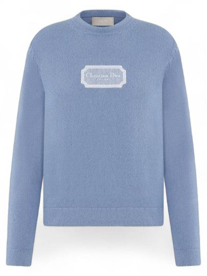 Couture Embroidered Cashmere Jersey Knit Top Blue - DIOR - BALAAN 2