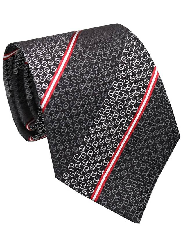 Interlocking G Stripe Tie Black - GUCCI - BALAAN.