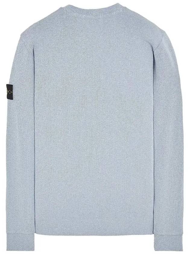 Compass Badge Crew Neck Ribbed Cotton Knit Top Sky Blue - STONE ISLAND - BALAAN 3