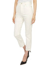 Women's Denim High Waist Cropped Jeans White - AMI - BALAAN.