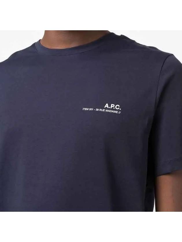 Men's Item Logo Cotton Short Sleeve T-Shirt Navy - A.P.C. - BALAAN 6