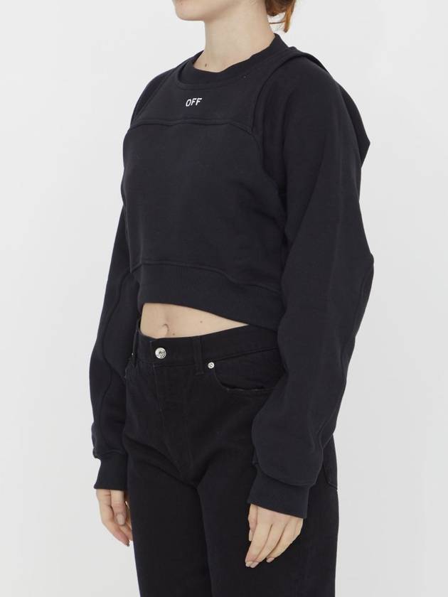 Women's Logo Crew Neck Crop Sweatshirt Black - OFF WHITE - BALAAN 3