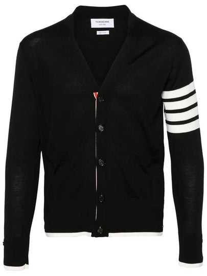 Wool 4-Bar Cardigan Black - THOM BROWNE - BALAAN 2