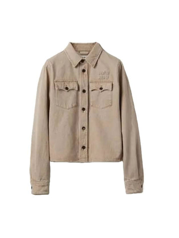 logo denim shirt beige - MIU MIU - BALAAN 1