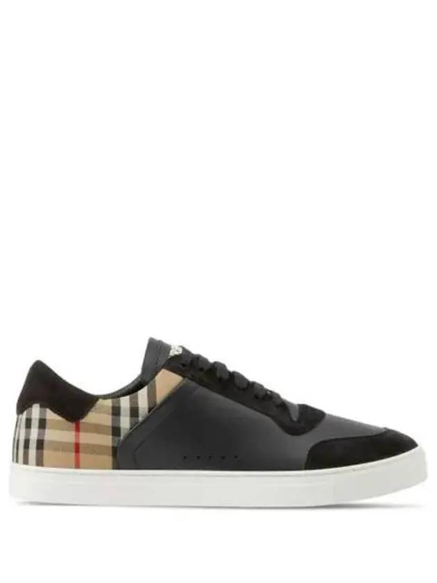 Checked Leather Suede Low Top Sneakers Black - BURBERRY - BALAAN 2