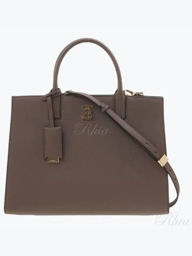 Leather Small Frances Tote Bag Light Saddle Brown - BURBERRY - BALAAN 2