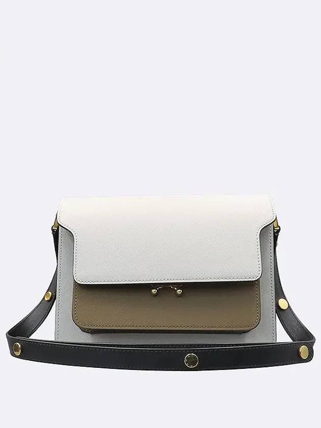 Black gray two tone TRUNK medium M size gold logo shoulder bag - MARNI - BALAAN 1