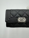 Classic Card Wallet Boy Snap Coin Purse Black Silver A80603 - CHANEL - BALAAN 6