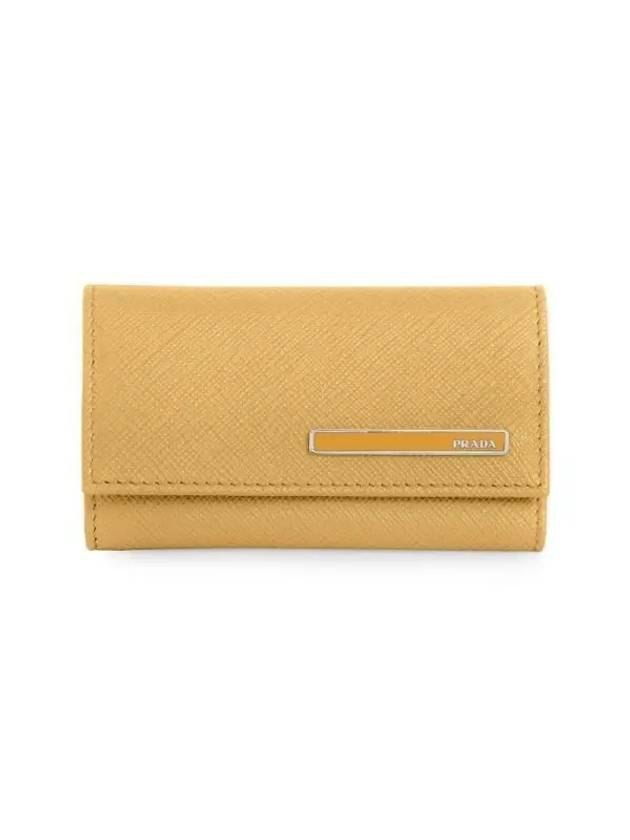 Saffiano Metal Logo Key Holder Yellow - PRADA - BALAAN 3