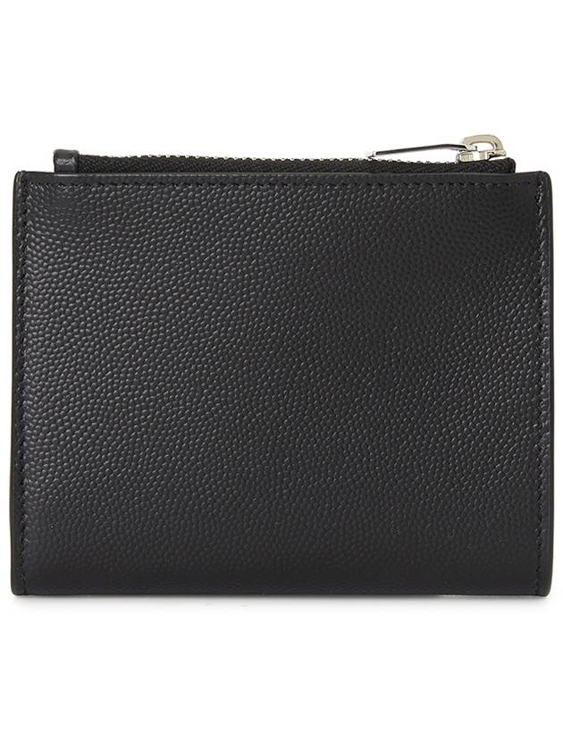 Grain de Poudre Embossed Leather Zipper Card Wallet Black - SAINT LAURENT - BALAAN 3