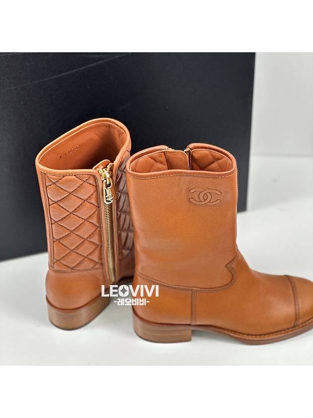 CC logo leather leather zipup short ankle boots brown 36 G36707 - CHANEL - BALAAN 3