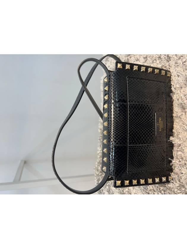 Rockstud Python Pattern Mini Cross Bag Black - VALENTINO - BALAAN 4