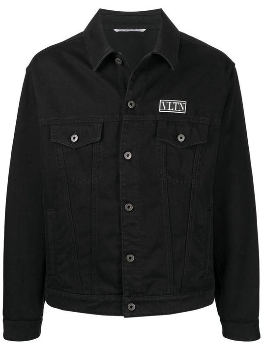 Chest VLTN Patch Denim Jacket Black - VALENTINO - BALAAN.