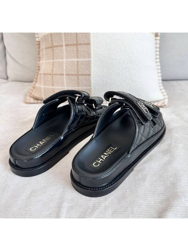 CC Logo Velcro Sandals Black - CHANEL - BALAAN 5