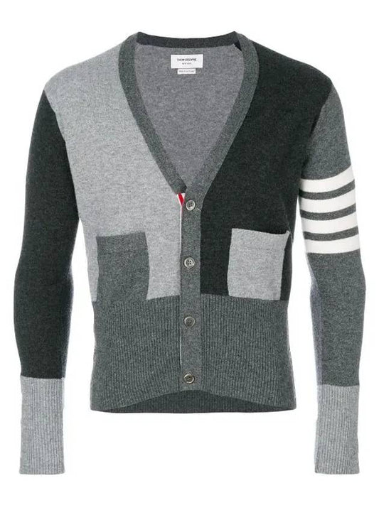 Funmix Cashmere Cardigan Tonal Gray Men's Cardigan KC001F 00011 982 - THOM BROWNE - BALAAN 1