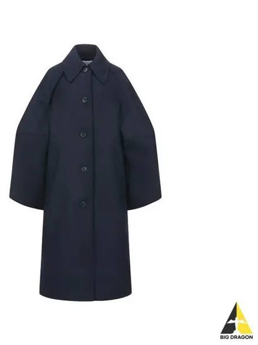 J W Anderson Women s Balloon Sleeve Wool Coat Navy CO0238 PG1012 - JW ANDERSON - BALAAN 1