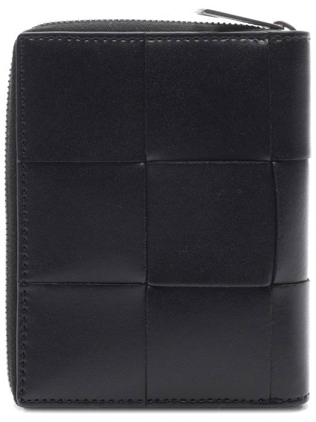 Intrecciato Zipper Around Half Wallet Black - BOTTEGA VENETA - BALAAN 5