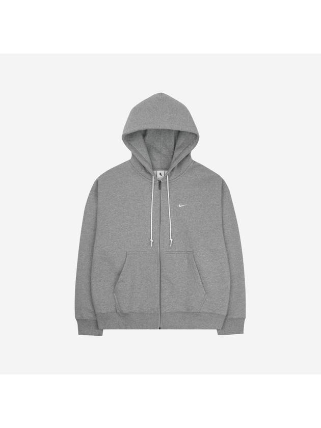 NRG Solo Swoosh Zip Up Hoodie Dark Grey Heather - NIKE - BALAAN 1