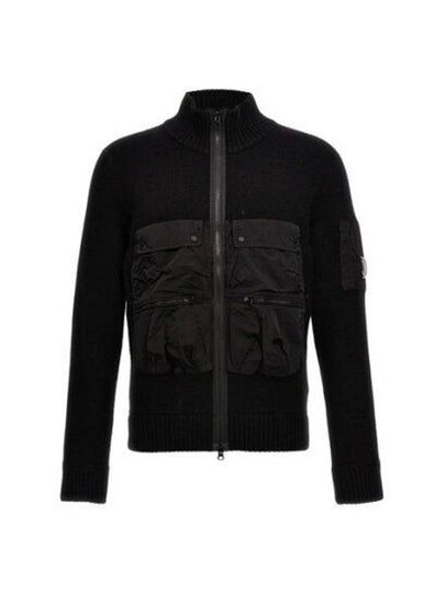 Lambswool Mixed Utility Zipped Knit Zip-Up Jacket Black - CP COMPANY - BALAAN 2