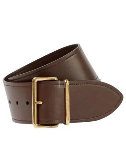 Logo Engraved Buckle Calfskin Belt Brown - MIU MIU - BALAAN 2