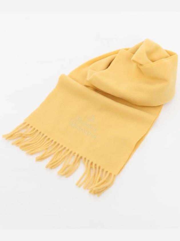 Logo Wool Fringe Muffler Yellow - VIVIENNE WESTWOOD - BALAAN 4