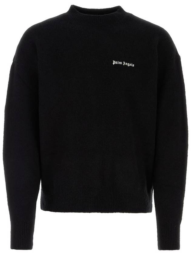 Basic Logo Crewneck Knit Top Black - PALM ANGELS - BALAAN 2