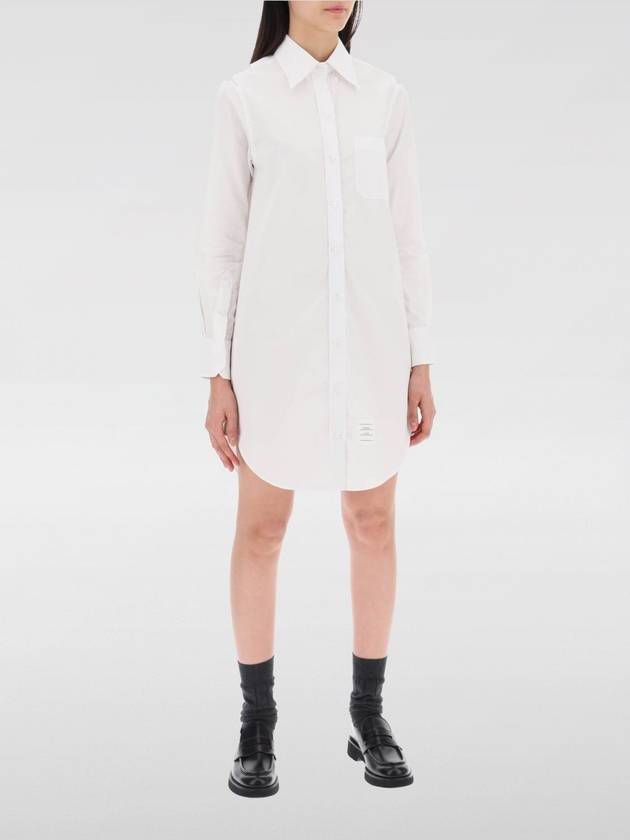 Women's Point Collar Poplin Short Dress White - THOM BROWNE - BALAAN 2