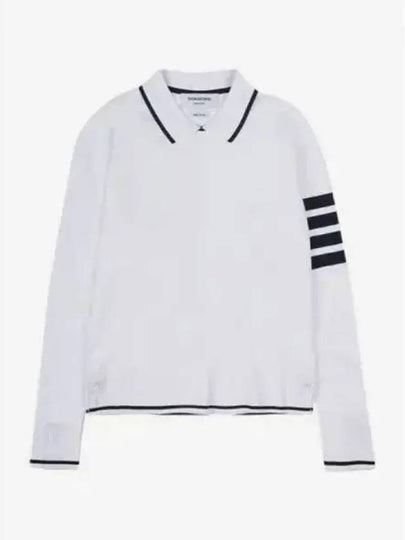 Women's Tipping Jersey Viscose Polo Shirt White - THOM BROWNE - BALAAN 2