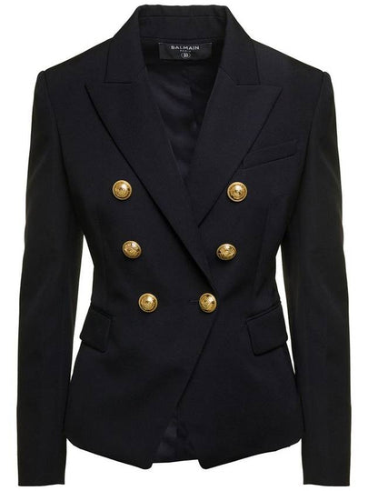 Double Breasted Wool Jacket Black - BALMAIN - BALAAN 2