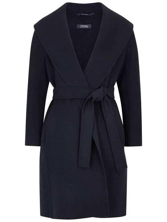 mesh virgin wool coat navy 2429016121000 012 - MAX MARA - BALAAN 1