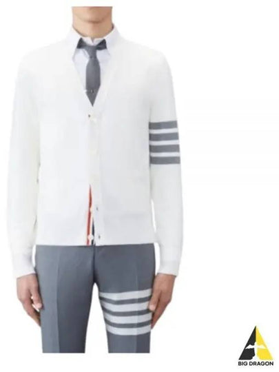 Milano Stitch 4 Bar Cardigan White - THOM BROWNE - BALAAN 2