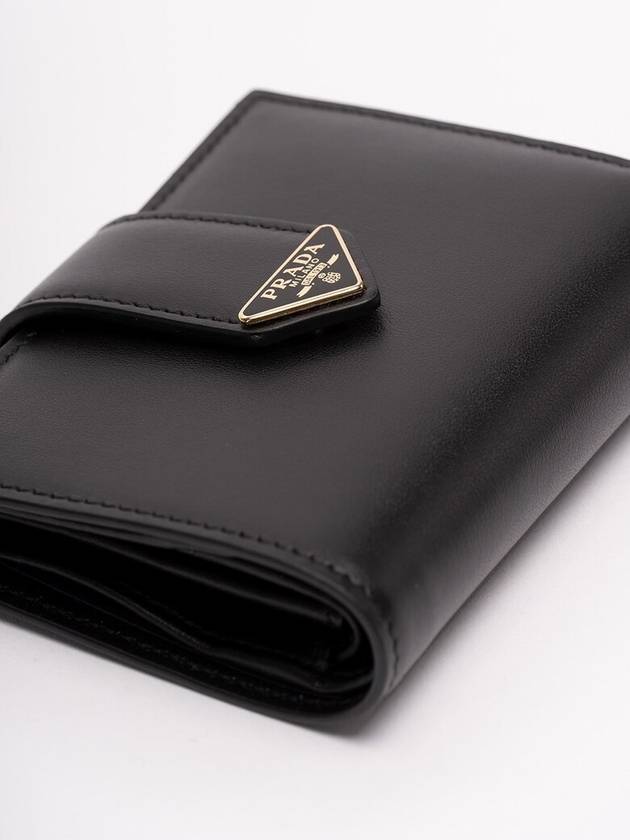 Small Leather Half Wallet Black - PRADA - BALAAN 4