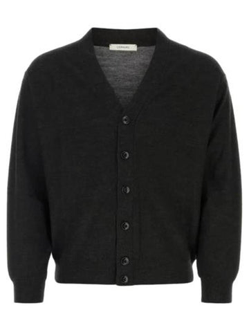 Relaxed Twisted Merino Wool Blend Cardigan Anthracite - LEMAIRE - BALAAN 1