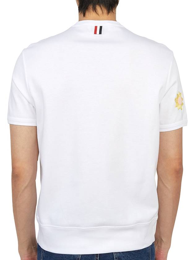 Floral Embroidered Short Sleeve T-Shirt White - THOM BROWNE - BALAAN 5