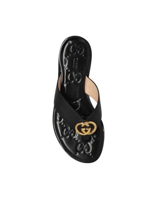 Interlocking G-T Strap Sandals Flip Flops Black - GUCCI - BALAAN 3