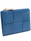 Intrecciato Cassette Zipper Card Wallet Blue - BOTTEGA VENETA - BALAAN 4