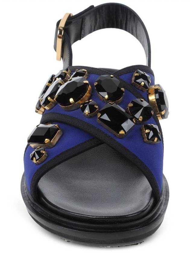 Blue Techno Jewel Detail Cross Women's Sandals Slippers - MARNI - BALAAN 2