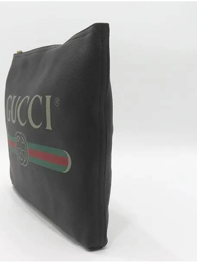 500981 Logo Printing Black Leather Medium Portfolio Clutch Bag - GUCCI - BALAAN 3