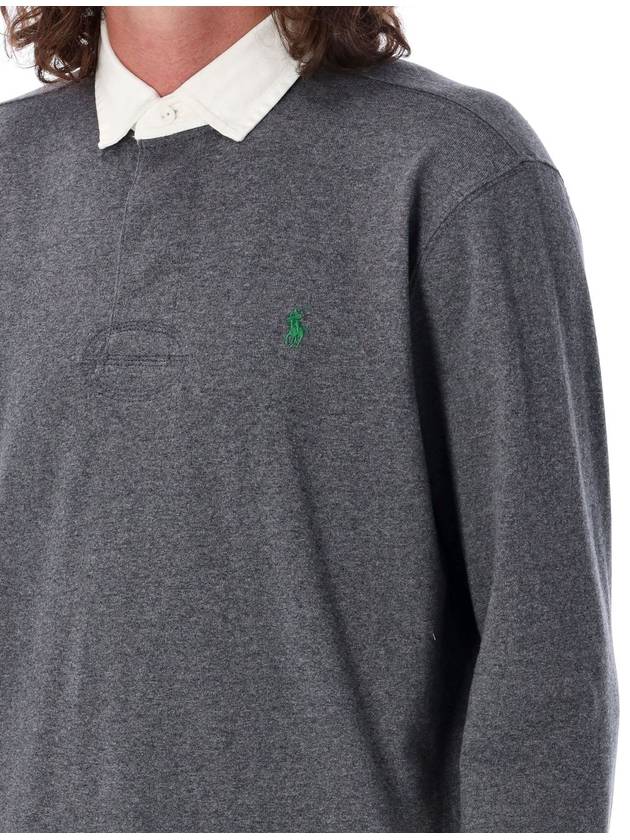 Logo Embroidered Rugby Long Sleeve Pk Shirt Grey - POLO RALPH LAUREN - BALAAN 4