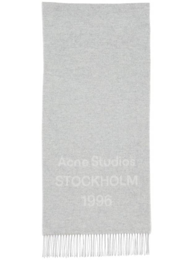 Logo Jacquard Fringe Muffler Grey - ACNE STUDIOS - BALAAN 1