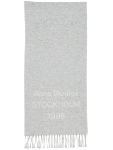 Logo Jacquard Fringe Muffler Grey - ACNE STUDIOS - BALAAN 1