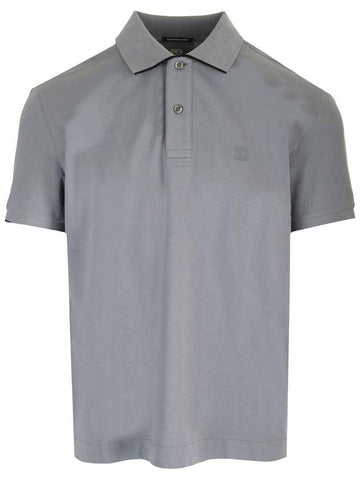 Men's Logo Patch Short Sleeve Polo Shirt Grey - CP COMPANY - BALAAN 1