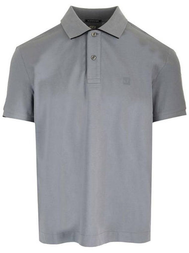 Men's Logo Patch Short Sleeve Polo Shirt Grey - CP COMPANY - BALAAN 1