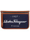 Salvatore 1927 Signature Clutch Bag Navy - SALVATORE FERRAGAMO - BALAAN.