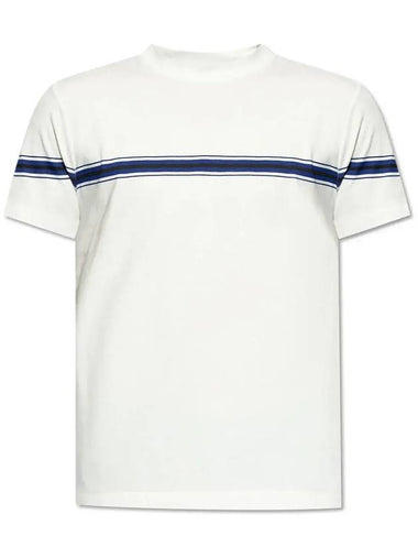 Logo embroidery striped t-shirt 8090436B7347_SALT - BURBERRY - BALAAN 1